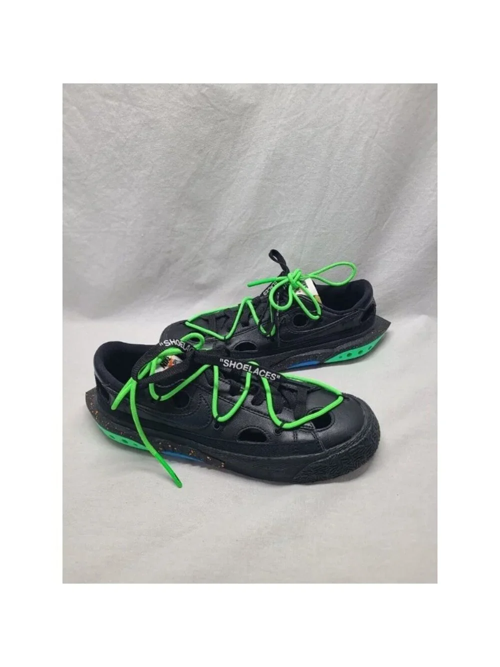 Nike Blazer Low x Off-White ‘77 Black Electro Green Mens Size 6.5 DH7863-100